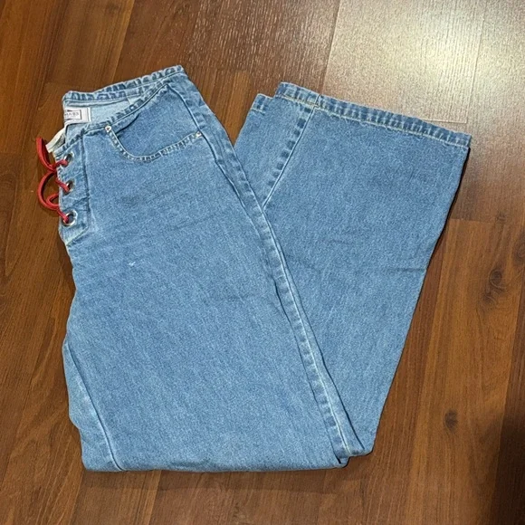 Vintage Andrew’s Blues Light Blue Lace-Up Wide Leg Women’s Jeans - Picture 8 of 8